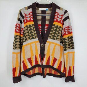 Sparrow Anthropologie Aztec Tribal Boho Chic Southwestern Cardigan Sweater Mediu